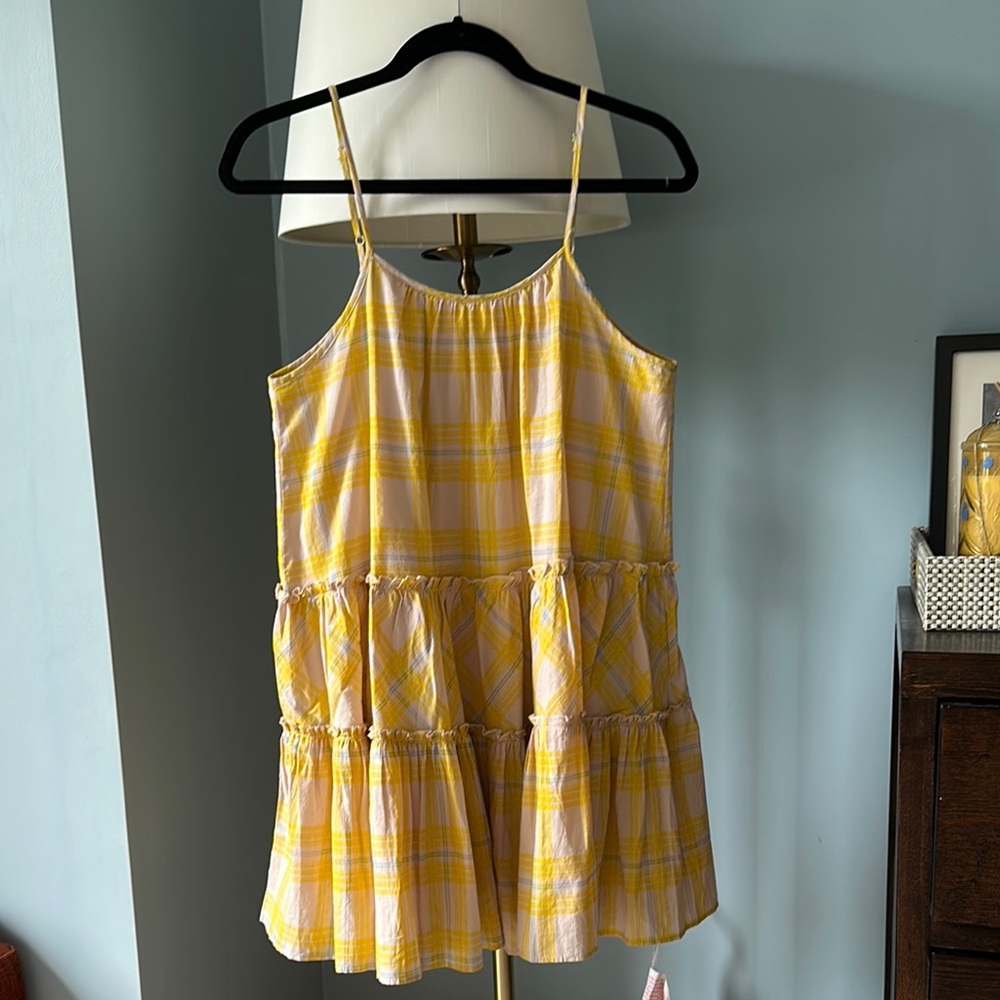 Yellow Tiered Spaghetti Strap Midi Dress